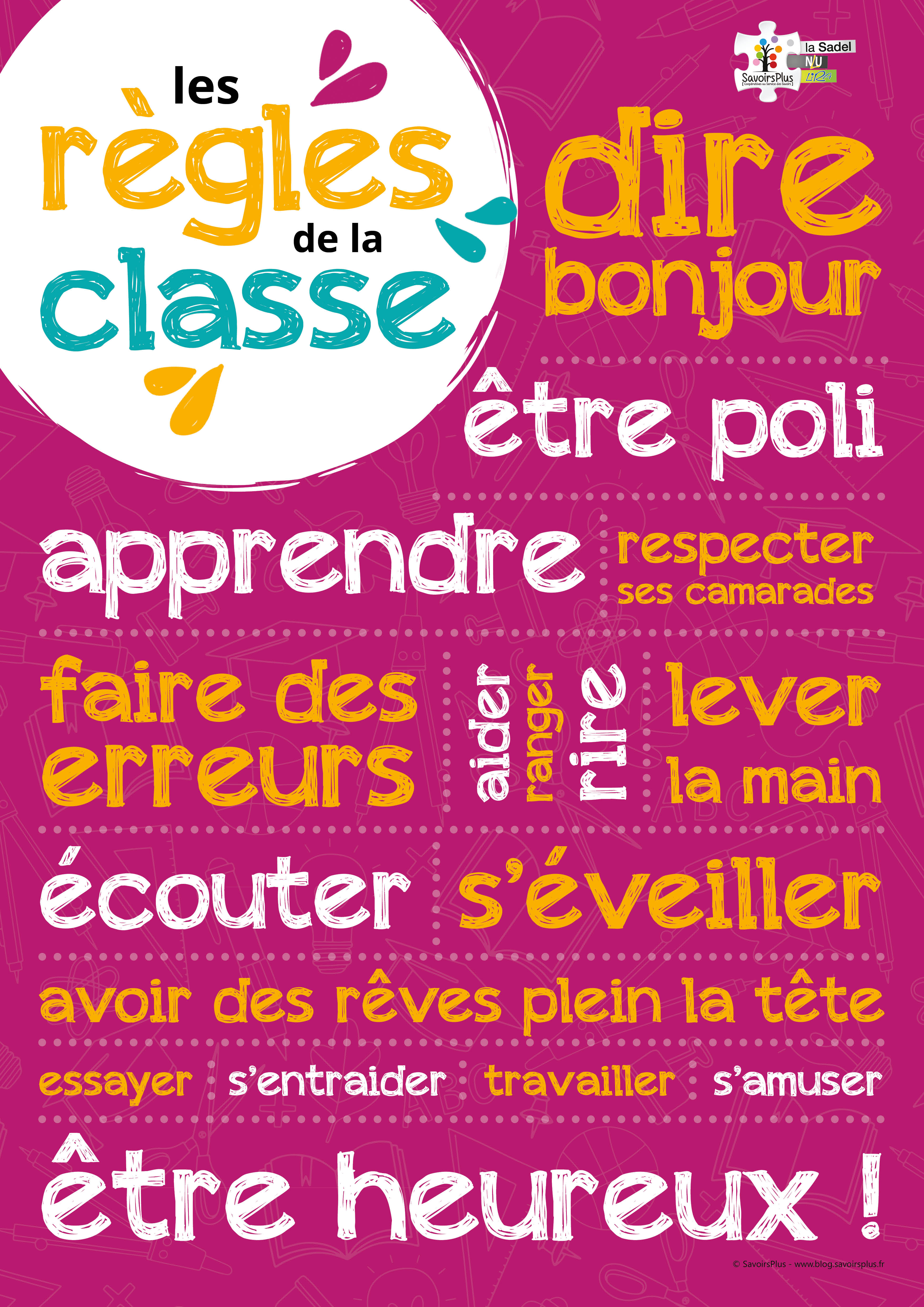 Téléchargement – Affiches les règles de la classe – Le blog SavoirsPlus